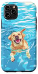 Coque pour iPhone 11 Pro Drôle labrador retriever dans l'eau de piscine natation mignon chien maman papa