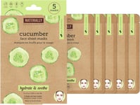 Naturally 30 Soothing Cucumber Infused Sheet Mask, 5 Sheet Masks Included