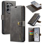 DG.MING OnePlus 12 Plånboksfodral med avtagbart skal, Brown