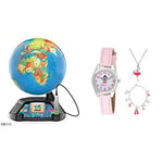LeapFrog Magic Adventures Globe, Interactive Childrens Globe, Educational Smart Globe for Kids with 2.7 Inch LCD Screen & Ravel 'Little Gems' Ballerina Watch and Silver Plated Jewellery Set.