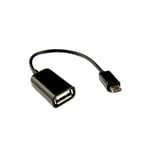 USB till Micro USB Kabel - Inbyggd OTG Adapter - Svart