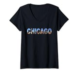Womens Chicago City Skyline V-Neck T-Shirt