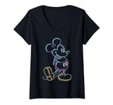 Disney Mickey And Friends Mickey Neon Line Art Portrait T-Shirt avec Col en V