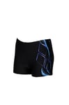 Arena Boys Boy's Swim Logo Shorts, Black-Turquoise-neon Blue, 8-9 Years EU