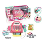 Pink Electronic Cash Register set Kids Role Play Learning Toy Real Calculator