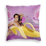 Yuanmeiju Nicholas Cage Banana Vaporwave Velvet Throw Pillow Cover Cozy Velvet Square Throw Pillowcases Home Decorative for Bed Couch Sofa Living Room Cushion Covers 18"X18"