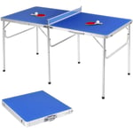GOPLUS Table de Ping Pong Pliable avec 2 Balles et Raquettes, Exercice d'Adulte Enfant, Ideal pour Exterieur Interieur, Transport Assemblage
