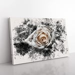 Big Box Art A White Rose Watercolour Canvas Wall Art Print Ready to Hang Picture, 76 x 50 cm (30 x 20 Inch), Black, Grey, Olive, Green, Brown, Black
