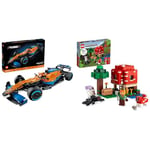 LEGO 42141 Technic McLaren Formula 1 2022 Replica Race Car Model Building Kit & Minecraft The Mushroom House Set, Building Toy for Kids Age 8 plus