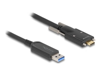 Delock - USB-kabel - USB typ A (hane) till 24 pin USB-C (hane) skruvbar - USB 2.0 - 900 mA - 7.5 m - Active Optical Cable (AOC), upp till 10 Gbps dataöverföringshastighet - svart