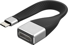 NÖRDIC kort flatkabel 14cm USB-C til Displayport adapterkabeladapter 4K i 60Hz 216Gbps Støtte for 3D og HDCP 1.4 og 2.2
