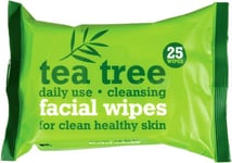 Tea Tree Daily Use Cleansing Facial Face Make Up Wipes (6 x 25 Packs) 