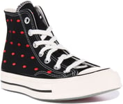 Converse A01600C Chuck 70S Hi Embroidered Lips Trainer In Black Red Size UK 3- 8