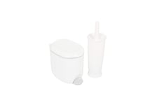 Addis Premium Dual 3.5 litre Bathroom Pedal Bin with inner & Closed Toilet Brush Set, White Grey, Single