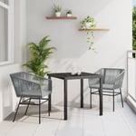 Set med 2 Grå PE Rattan Medium Hållbar Utomhusstol