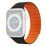 Dux Ducis LD Series - Apple Watch 9/8/7/6/5/4/3/2/1/SE/Ultra/Ultra 2 - 49/45/44/42mm - Magnetisk silikone urrem - Sort/Orange