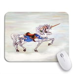Gaming Mouse Pad Colorful Oil Original Painting of Unicorn on Cloud Carousel Nonslip Rubber Backing Computer Mousepad for Notebooks Mouse Mats