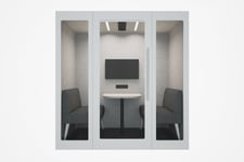 Beltton Mötespodd Pod Four H225 x B216 D133 cm Inbyggd 32" ViewFinity S6 QHD-skärm med förinstallerade kablar och extra medieport. VESA-montering. Glacier White