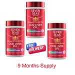 3 x Tubs Seven Seas Cod Liver Oil Omega 3 + Multivitamins 90 Capsules Per Tub