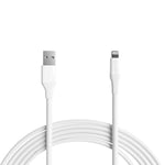 Amazon Basics USB-A to Lightning ABS Charger Cable, MFi Certified for Apple iPhone 14 13 12 11 X Xs Pro, Pro Max, Plus, iPad, 3 m, White