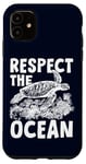 Coque pour iPhone 11 Respect The Ocean Sea Turtle Surfer Plongée Fleurs