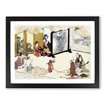 Seeing A Performance By Kitagawa Utamaro Asian Japanese Framed Wall Art Print, Ready to Hang Picture for Living Room Bedroom Home Office Décor, Black A3 (46 x 34 cm)