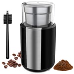 Electric Coffee Grinder, Stainless Steel Blades Coffee and Spice Grinder with 2.5 Ounce Removable Bowl, Black