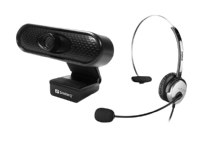 Sandberg USB Webcam 1080P HD - Webcam - farve - 2 MP - 1920 x 1080 - 1080p - audio - USB 2.0 incl. USB Mono Headset
