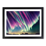 Watercolour Aurora Borealis Vol.5 H1022 Framed Print for Living Room Bedroom Home Office Décor, Wall Art Picture Ready to Hang, Black A2 Frame (64 x 46 cm)