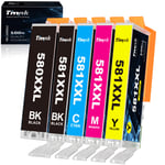 Timink PGI 580XXL PGBK Ink Cartridges for Canon 580/ 581XXL Ink Cartridges for Canon Pixma TR8550 TS9550 TS705 TS6150 TS6151 TS6250 TS8150 TS8151 TS8152 TS8250 TR7550 (5 Pack)