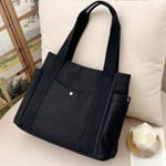 Stor Kapacitet Canvas Tote Bag för Arbetsresor Bärväska College Stil Student Outfit Bok Axelväska Black