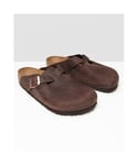 Birkenstock Unisex Mens Boston Leather Sandals in Brown Nubuck - Size UK 7.5