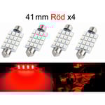Spollampa 41mm 42mm röd Led 2835SMD 4-pack C5W SV8.5 Röd