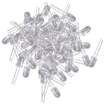 100 st 5mm varmvita LED-diodlampor DC 3V 20mA glödlampor elektronikkomponenter ljusemitterande dioder --(WR)