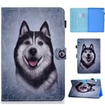 Succtop Huawei Mediapad T5 10 Case Flip Wallet Magnet Buckle Card Slot Multifunction Tablet Protective Case with Pen Holder and Card Slot for Huawei Mediapad T5 10 10.1 Inch 2018 - Husky Dog