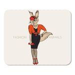 Mousepad Computer Notepad Office Animal Hand Drawn of Dressed Up Squirrel Hipster Fancy Human Body Dress Head Home School Game Player Computer Worker Inch