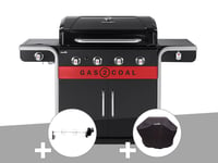 Barbecue à gaz et à charbon Gas2Coal Char-Broil 2.0 4B + Tournebroche + Housse de protection
