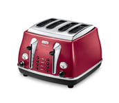 De'Longhi Icona Micalite CTOM4003R 4-Slice Toaster - Red