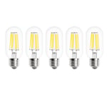 WULUN 5-Pack T45 LED Edison Bulb 6W 600 LM 6500K Cool White 60W Incandescent Replacement E27 Screw Vintage LED Decorative Light Bulb T45 Crystal Glass Tubular Filament Bulb Non-dimmable
