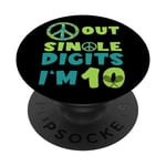 Peace Sign Out Single Digits Tennis 10 Years Old Birthday PopSockets Swappable PopGrip