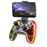 Mars Gaming MGP-BT, Manette de Jeu Bluetooth 5.0, RGB Neon, Adaptateur Smartphone, Gyroscope et Vibration Haptique, Joysticks Analogiques, Contrôleur Switch, PC, Mac, Android, iOS, Raspberry Pi, PS3