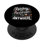 cool reading my passport to anywhere book lovers reader art PopSockets Swappable PopGrip