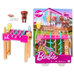 Barbie Mobilier pour poupée Coffret Babyfoot avec Figurine Chien, Accessoires Inclus, Jouet pour Enfant, GRG77