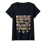 Womens Miniature Schnauzers Are My Favorite People, Funny Dog Owner V-Neck T-Shirt