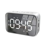 Digital Radio Alarm Clock with FM Radio Bluetooth Speakers with Headphone Jack Dual Alarms 5 Level Brightness Dimmer Desk Clock for Home Use Bedroom,Silver,alarm clock digital ANJT (Color : Silver)