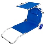 AKTIVE Chariot de Plage Pliable Beach Chaise Longue à roulettes, Bleu