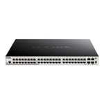 D-LINK D-Link DGS 1510-52XMP - Commutateur C3 intelligent 48 x 10/100/1000 (PoE+) + 4 10 Gigabit SFP+ de bureau, Montable sur rack PoE+ (370 W)