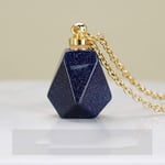 Stone Pendant Necklaces For Women,Golden Chain Ideas Perfume Essential Oil Bottle Natural Blue Sandstone Stone Reiki Power Stone Pendant Jewelry Gifts Anniversary Birthday Gift For Her Wife Girls
