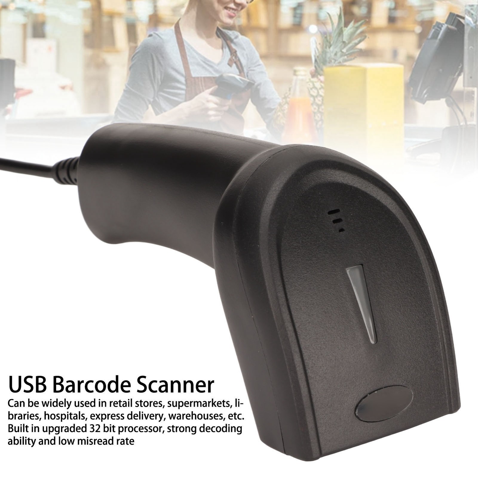 OBZ Handsfree Desktop Barcode Scanner Omnidirectional For 1D 2D QR - View #3