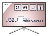 AOC U32U1 - Écran LED - 31.5" - 3840 x 2160 4K @ 60 Hz - IPS - 600 cd/m² - 1300:1 - DisplayHDR 600 - 5 ms - 2xHDMI, DisplayPort, USB-C - haut-parleurs - noir / argent